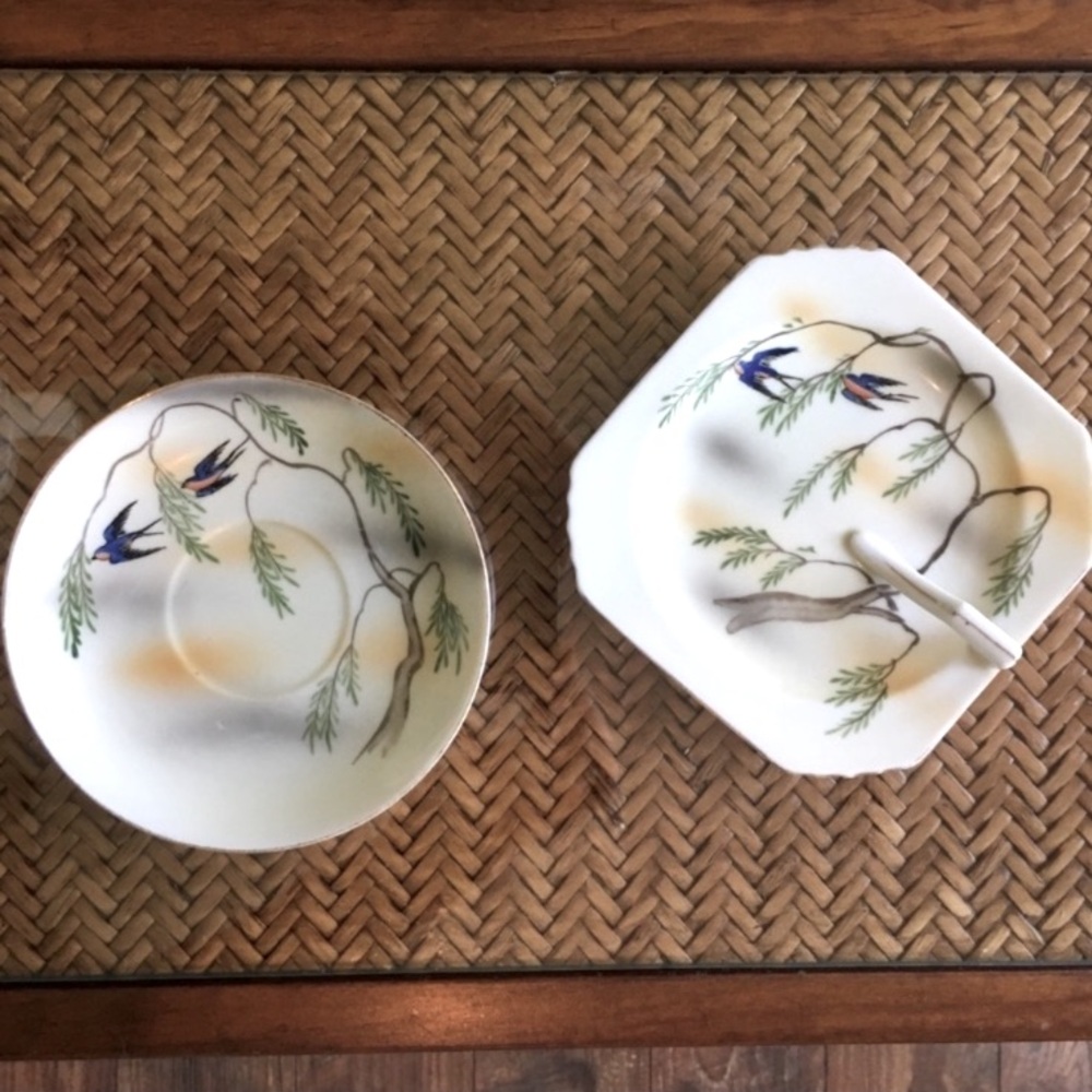 Shogun Bluebirds Lemon Server and Saucer